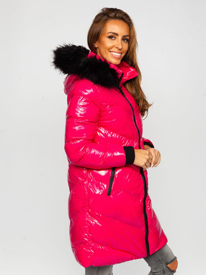 Ružičasta prošivena zimska ženska jakna s kapuljačom Denley 23069