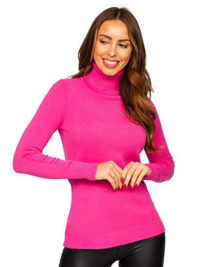 Ružičasti ženski pulover dolčevita Bolf J52386-2