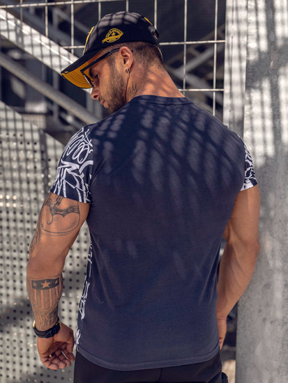 Tamnoplava muška majica s printom Bolf 8T953