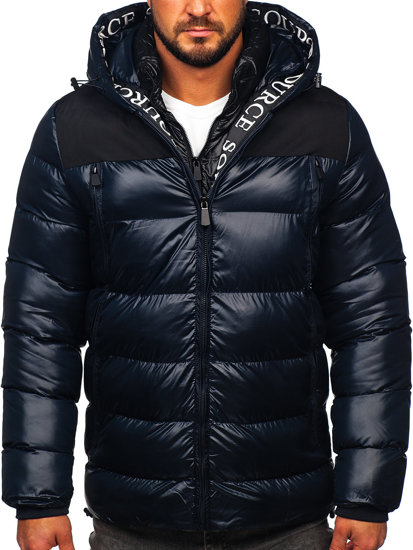 Tamnoplava muška prošivena zimska jakna Bolf 27M8110
