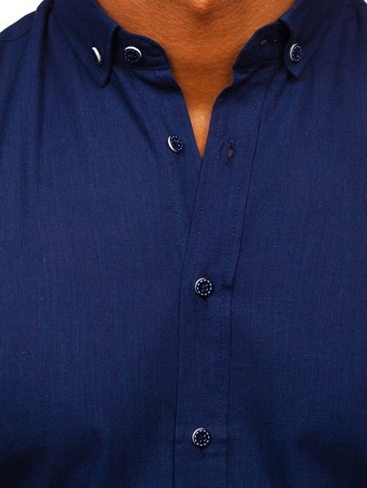 Tamnoplava pamučna košulja muška kratkih rukava Bolf 20501
