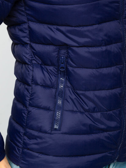 Tamnoplava prošivena jakna ženska prijelazna Bolf 1141