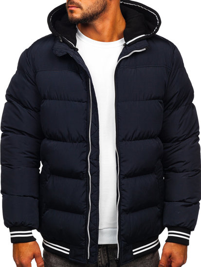 Tamnoplava prošivena muška zimska jakna Bolf 6883