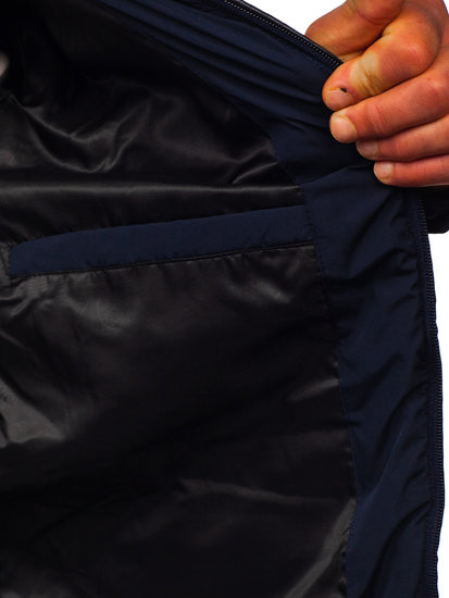 Tamnoplava prošivena prijelazna muška jakna Bolf 22M12