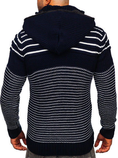 Tamnoplavi debeli na zip džemper muški s kapuljačom jakna Bolf 2031