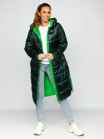 Zelena duga prošivena ženska zimska jakna s kapuljačom Bolf J9063