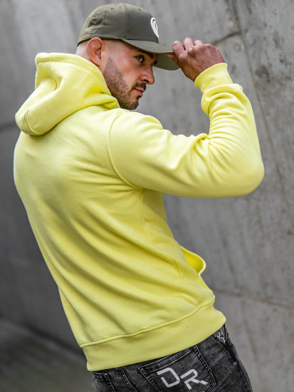 Žuto-neonska muška majica s kapuljačom s klokan džepom Bolf 2009A