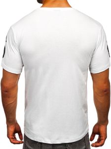 Bijela muška majica s printom Bolf 1180