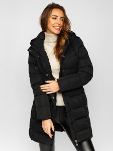 Crna duga prošivena jakna zimska kaput ženski s kapuljačom Bolf 7086