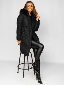 Crna duga prošivena ženska jakna zimska s kapuljačom Bolf 5M731