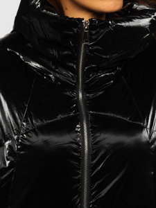Crna jakna ženska zimska s kapuljačom Bolf OMDL022