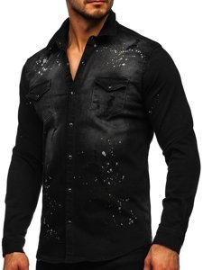 Crna košulja muška od trapera dugih rukava Bolf R804
