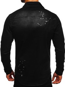Crna košulja muška od trapera dugih rukava Bolf R804