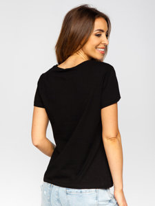 Crna majica s nitima ženska s printom Bolf DT059