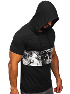 Crna muška majica s printom s kapuljačom Bolf 8T971