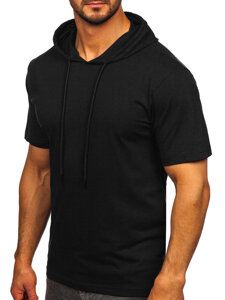 Crna pamučna majica muška bez printa s kapuljačom Bolf 14513