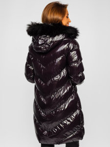 Crna prošivena jakna damska zimska z kapturem Bolf 23069