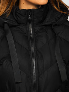 Crna prošivena ženska jakna zimska s kapuljačom Bolf 5M739
