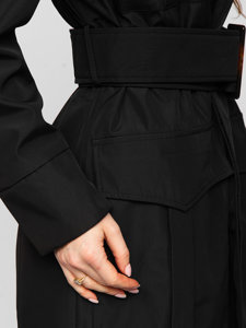 Crni trenč kaput ženski s remenom Bolf AG5012