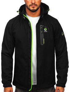 Crno-zelena muška prijelazna jakna softshell Bolf WX085