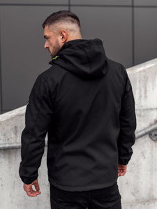 Crno-zelena muška prijelazna jakna softshell Bolf WX085