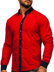 Crvena muška košulja elegantna dugih rukava Bolf 21750