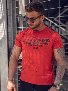 Crvena muška majica s printom Bolf 8T232