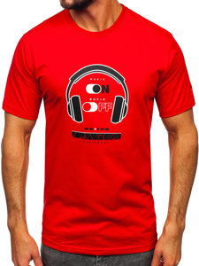 Crvena pamučna muška majica s printom Bolf 14740