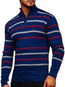 Džemper muški s ovratnikom koji stoji plavi Bolf W05