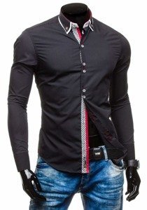 Košulja muška elegantna dugih rukava crna Bolf 5818