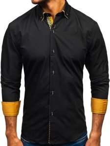 Košulja muška elegantna dugih rukava czarno-smeđa Bolf 4708