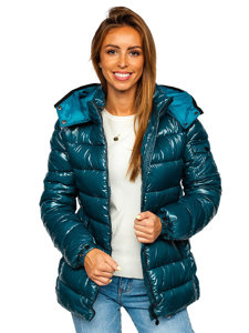 Morska prošivena jakna ženska zimska s kapuljačom  Denley B9583