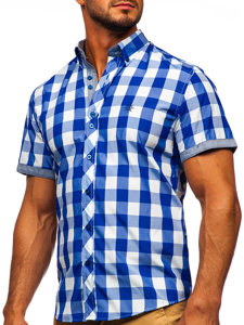 Muška karirana košulja kratkih rukava modra Bolf 6522