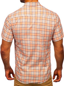 Narančasta muška karirana košulja kratkih rukava Bolf 201501