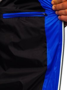 Plava prošivena prijelazna muška bomber jakna s kapuljačom Bolf 6192
