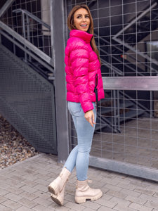 Ružičasta prošivena ženska zimska jakna bez kapuljače Bolf 23061