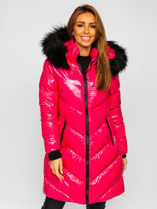 Ružičasta prošivena zimska ženska jakna s kapuljačom Denley 23069