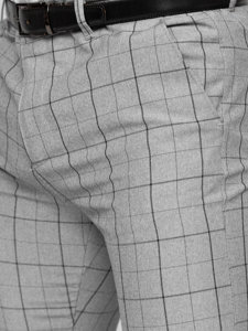 Sivo-crne muške karirane chino hlače Bolf 0032