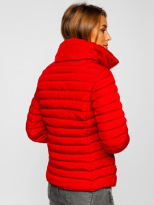 Tamnocrvena prošivena ženska zimska jakna bez kapuljače Bolf 23063