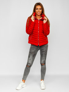 Tamnocrvena prošivena ženska zimska jakna bez kapuljače Bolf 23063