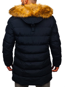 Tamnoplava duga prošivena jakna muška zimska Bolf 6477