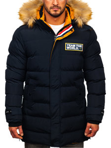 Tamnoplava duga prošivena jakna muška zimska Bolf 6477