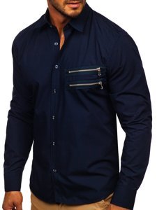 Tamnoplava elegantna košulja muška dugih rukava Bolf 20703