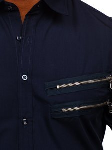 Tamnoplava elegantna košulja muška dugih rukava Bolf 20703