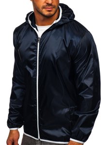 Tamnoplava prijelazna jakna muška vjetrovka s kapuljačom BOLF 5060