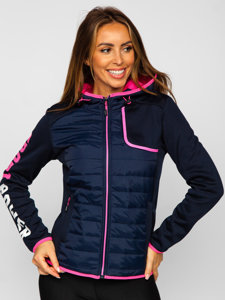 Tamnoplava prošivena jakna ženska prijelazna s kapuljačom Bolf KSW4008