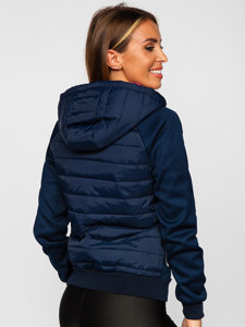Tamnoplava prošivena jakna ženska prijelazna s kapuljačom Bolf KSW4012