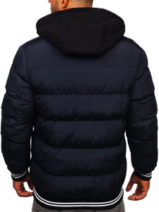 Tamnoplava prošivena muška zimska jakna Bolf 6883