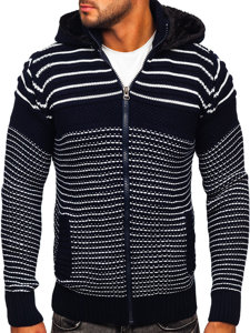 Tamnoplavi debeli na zip džemper muški s kapuljačom jakna Bolf 2031
