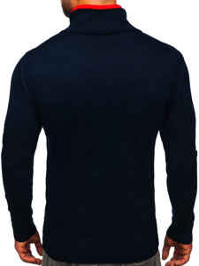 Tamnoplavi džemper muški sa stojećim ovratnikom Bolf 1051